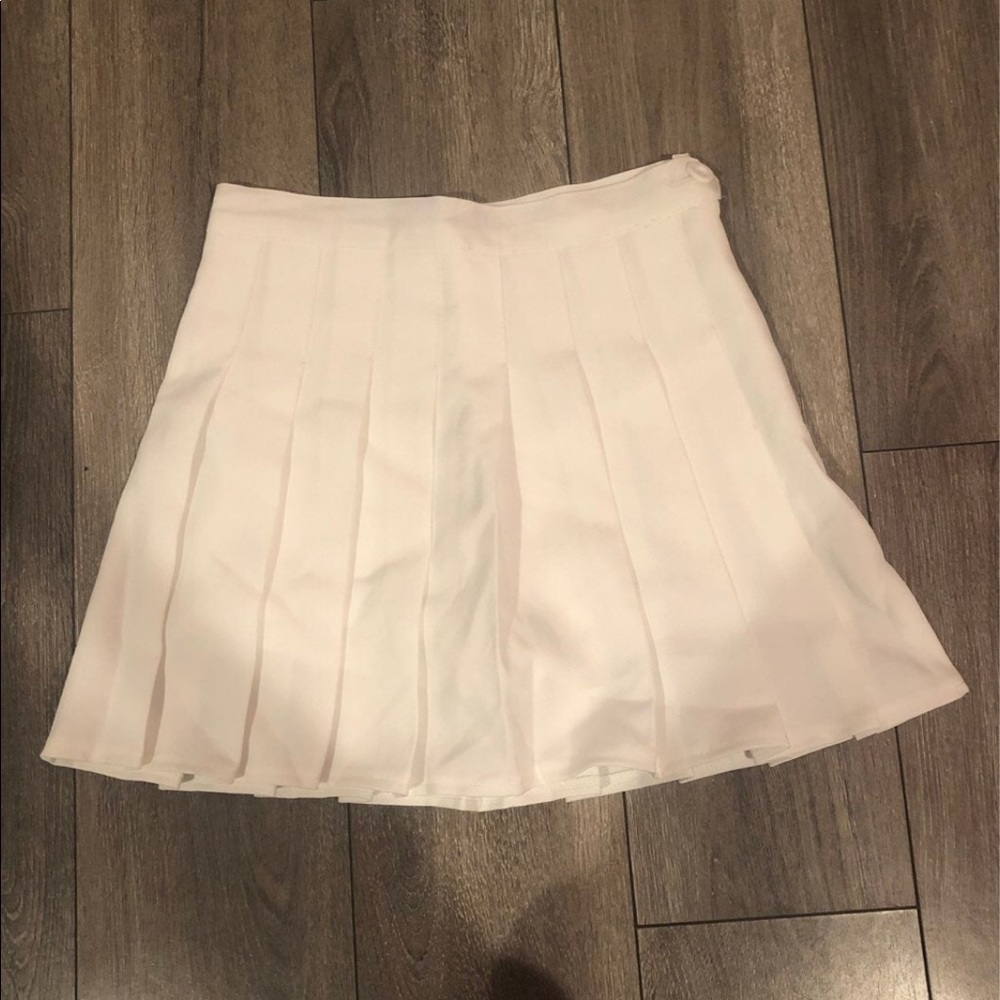 white pleated tennis skirt with shorts